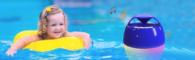 Bluetooth Pool & Hot Tub Speaker with Colorful Lights & 360 Surround Sound, IP68 Waterproof Floating Speaker, Up to 85ft Bluetooth Range