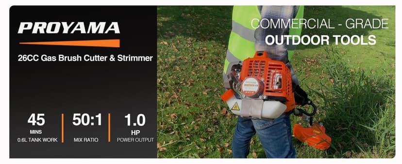 PROYAMA 26cc Weed Eater/Wacker Gas Powered, 2-Cycle Gas String Trimmer/Edger, 3 in 1 Brush Cutter with 17’’ Cutting Path, Grass Trimmer Light Weight