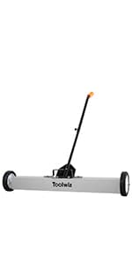 Toolwiz Magnetic Pick Up Sweeper 17-inch Heavy Duty Magnet Pickup Lawn Sweeper Roofing Tools, 8.8 Lbs Yard Tools with Telescoping Holder and Wheels to Clean Nails Adjustable Handle for Construction