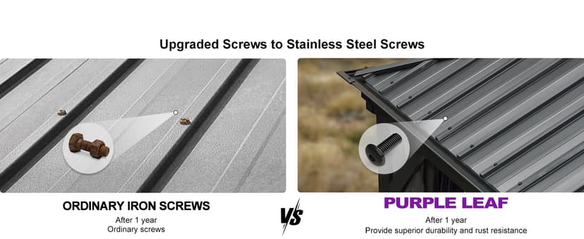 PURPLE LEAF 10' X 12' Permanent Hardtop Gazebo Aluminum Gazebo with Galvanized Steel Double Roof for Patio Lawn and Garden, Curtains and Netting Included, Grey