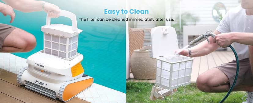 Hydro 3 Cordless Robotic Pool Cleaner, 150W Pool Vacuum with Wall Climbing Function, 200mins Runtime, 2 Brushless Motor + 4.1L Filter Basket Ideal for Inground Aboveground Pools