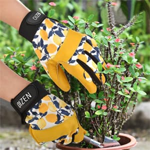 Cowhide Leather Thorn Proof & Puncture Resistant Gardening Gloves for Women and Men, Touchscreen Compatible Working Gloves for Weeding, Digging, Planting, Gardening Gifts for Women, Size Medium