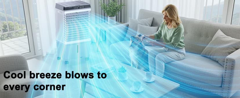 Swamp Cooler,1800CFM Portable Evaporative Air Cooler,Cooling Fan for Room Garage Patio,5.3 Gal Water Tank,3 Speeds,4 Ice Boxes,12H Timer,Remote