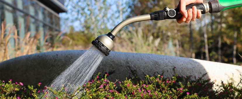 RESTMO Watering Wand Heavy Duty, Metal Garden Hose Wand with 10 Spray Patterns, 15-Inch Long Hose Nozzle Sprayer with Thumb Flow Control, Ideal to Water Hanging Baskets and Shrubs