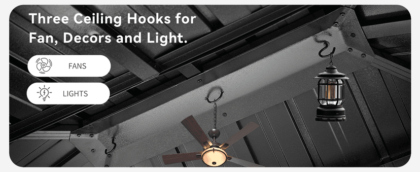 Aoxun 10'x12' Hardtop Gazebo, Aluminum Frame Canopy with Double Galvanized Steel Roof, Outdoor Metal Pavilion with Netting, Curtains for Backyard, Patio and Deck