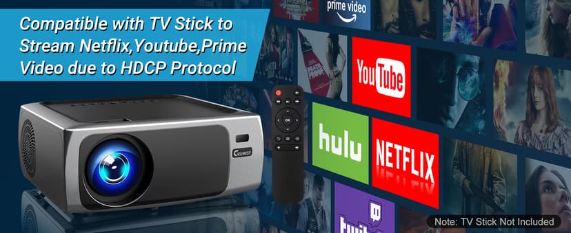 Projector with WiFi and Bluetooth, 4K Decode Outdoor Movie Use 500 ANSI Native 1080P with Auto Keystone HIFI Speaker, 270" Screen 50% Zoom Phone Mirror F410 Game Projector for HDMI/USB/PC/TV Stick/PS5
