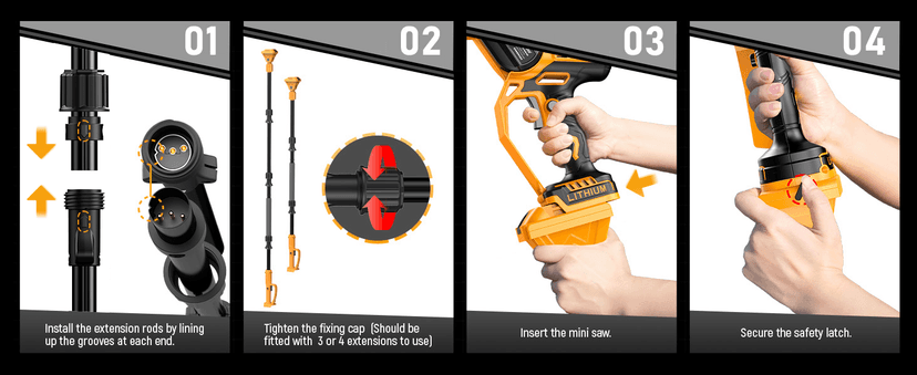 2-IN-1 Cordless 8 Inch Pole Saw & Mini Chainsaw, 21V 2×4.0Ah Battery Powered Polesaw, 15FT Max Reach, Brushless Electric Chain Saw with Extension Pole for Tree Branches Pruning, Wood Cutting