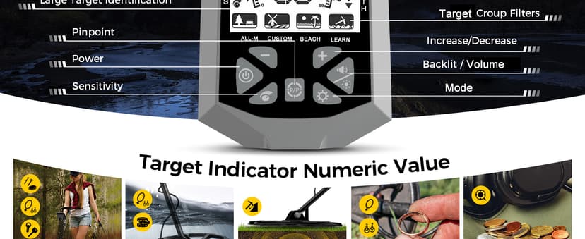 Metal Detector for Adults,12″ IP68 Waterproof Search Coil with High Accuracy System,Advanced DSP Chip Technology,5 Modes with LCD Backlit Display for Beach Hunting&Jewelry Finding