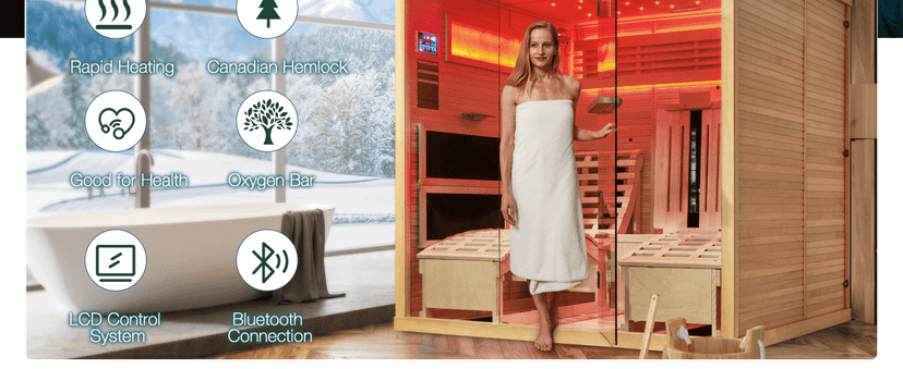 Infrared Sauna,2 Person Luxurious Indoor Sauna with Recliner, Wooden Sauna with 7-Color Starry Ceiling,9 Heating Tubes,5 Carbon Panels,2-in-1 Door Handle,Himalayan Salt Brick,220V