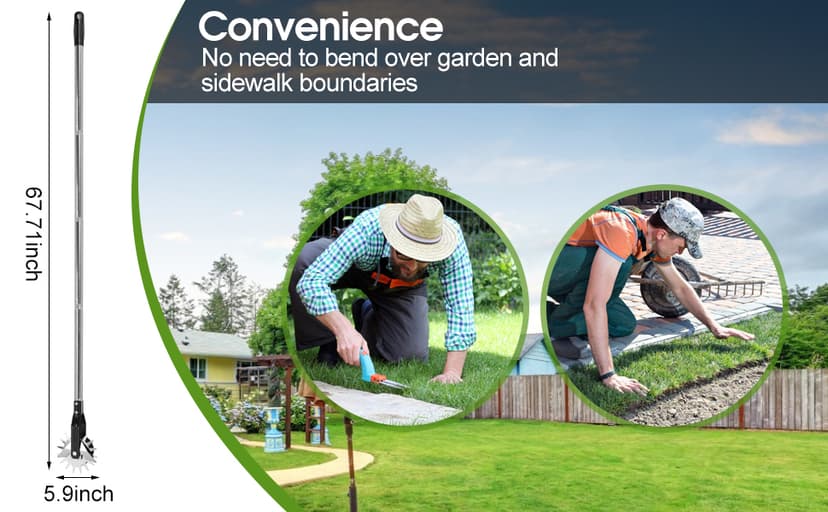 Wheel Rotary Edger Manual Lawn Tool for Sidewalk Edger Rotary Wheel Rotary Wheel Manual Edger Lawn Tool Strong 4 Sections Stainless Steel Handle