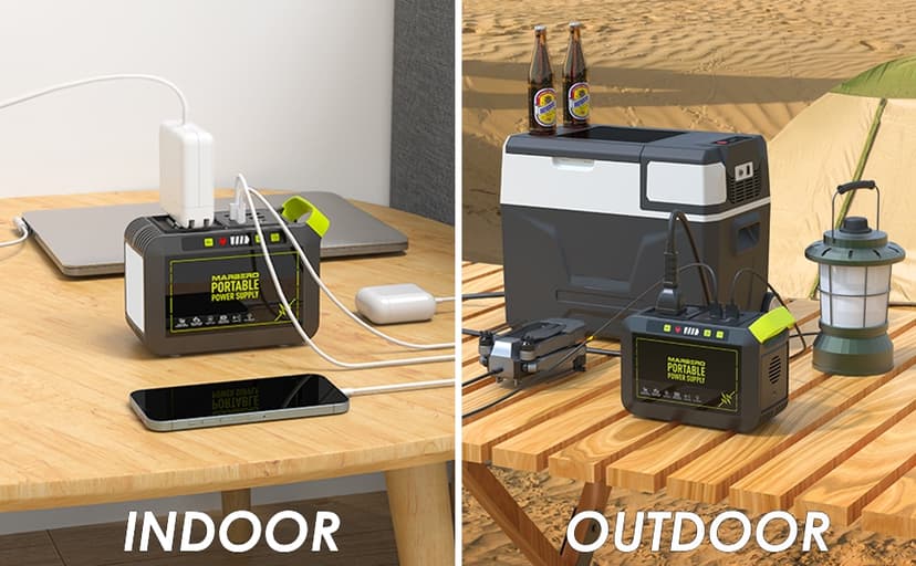 MARBERO Portable Power Station 88Wh Camping Lithium Battery Solar Generator Fast Charging with AC Outlet 120W Peak Power Bank(Solar Panel Optional) for Home Backup Outdoor Emergency RV Van Hunting