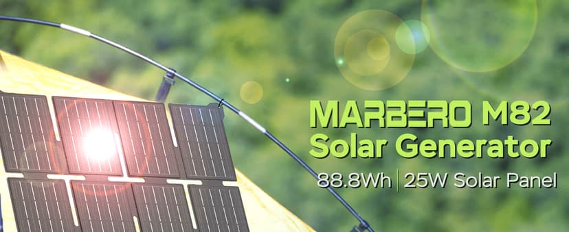 MARBERO 80W Solar Powered Generator with Panels 25W Included, 88.8Wh Lithium Battery Portable Power Station with AC Outlet 120W Peak Fast Charging 110V for Camping Outdoor Home Backup Backup RVs