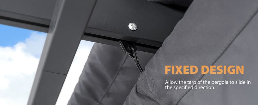 HAPPATIO 10' X 10' Pergola Retractable Canopy for Backyards, Gardens, Patios, Outdoor Pergola with Sun Shade Canopy, Includes Ground Studs and Expansion Screws (Grey)