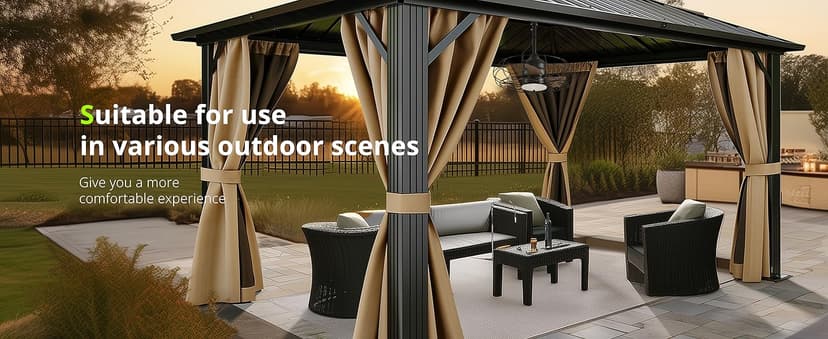 Orison Outdoor Ceiling Fans with Light, 21'' Wet Rated Outdoor Hanging Fan for Gazebo, Plug in Caged Lighting for Pergola Canopy, Hanging with Hook, 3 Color LED Light, Waterproof