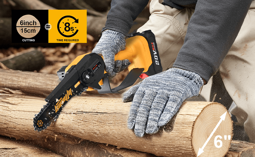 Mini Chainsaw 6-Inch with 2 Battery Mini Electric Chain Saws Cordless Handheld Portable Small Chainsaw for Wood Cutting