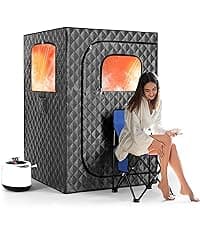 Upgraded Version Portable Sauna for Home Full Body Personal Sauna Steam Sauna Tent at Home Spa with 2.6L 1000W Steam Generator, 90 Minute Timer, Foldable Chair, Remote Control, Sauna Box(Black)