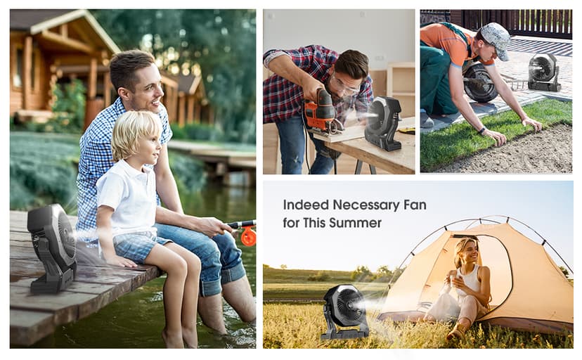 Ausic Portable Misting fan, 8-Inch Cooling Mist Fans, 10000mAh USB Rechargeable Battery Powered Fan with Mister, 250mL Water Tank & LED Lantern, for Home Desk, Bedroom, Office, Outdoor&Indoor Use