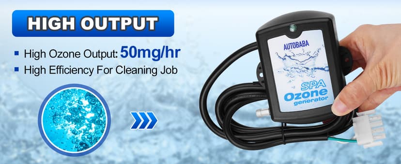 50-100mg/h Spa Ozone Generator Kit SPA-124, Provide High Output of Stable Ozone for Spas, Hot Tubs and Cold Plunge, Ozone Kit Generator for Home - Universal: 110V / 240V (AMP-4 Plug)