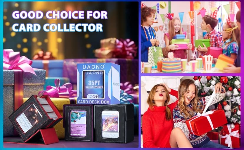 Card Deck Box with MTG Commander Display, Deck Case Holds 100+ Double-Sleeved Cards, Storage Box Fits TCG/PTCG/Sports Card with 2 Dividers, 1 Toploader (Red, White)