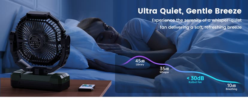 FRIZCOL 3-in-1 Camping Fan - Portable Fans Rechargeable - 24000mAh 9-Inch Battery Powered Fan(140Hrs) with Light & Remote for Indoor, Outdoor, Tent, Travel, BBQ, Fishing, Jobsite - Green