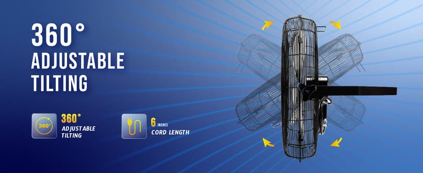 Tornado - 18 Inch High Velocity Industrial Wall Fan with TEAO Enclosure Motor - 4000 CFM - 3 Speed - 6.5 FT Cord - Industrial, Commercial, Residential Use - UL Safety Listed