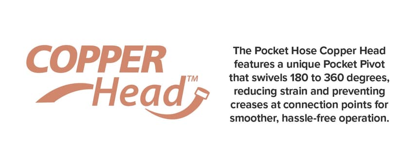 Pocket Hose Copper Head w/New Pocket Pivot Expandable Garden Hose 100FT, AS-SEEN-ON-TV, Swivels 360°, Advanced Tri-Tex Tubing & Force Field Jacket, 3X Stronger, Lead-Free, No-Kink, Anti-Burst w/APT