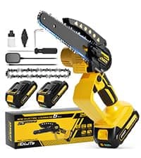 Mini Chainsaw Electric Chain Saw 6 Inch Cordless Battery Powered, 2.0Ah Battery, Compatible w/IMOUMLIVE Pole, Hand Held, Small, Portable and Easy for Tree Trimming Branch Pruning Wood cutting