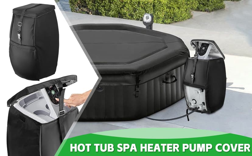 Hot Tub Spa Heater Pump Cover Black - Weatherproof Water Pump Cover for Winter Freeze Protection - Compatible with Heating Pumps with 3 Connectors(Cover Only)