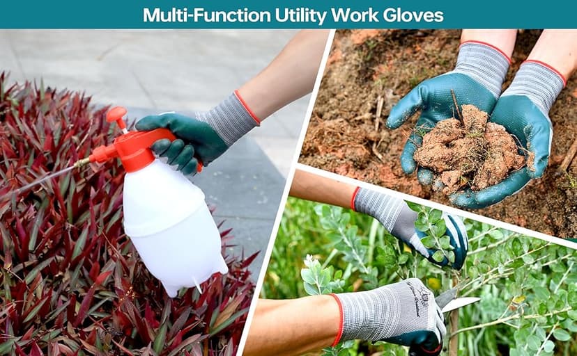 DOFOWORK Gardening Gloves - 6 Pair Gardening Gloves for Women/Men, Breathable Natural Latex Garden Gloves with Grip