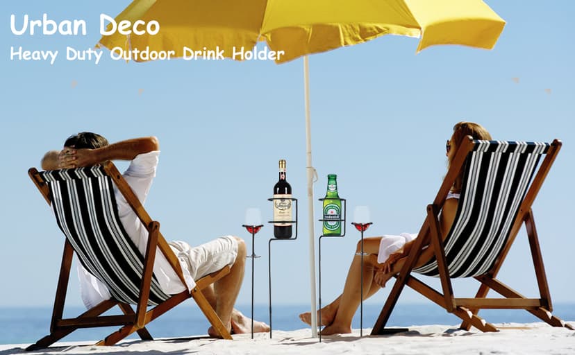 Urban Deco Heavy Duty Drink Holder Set of 7, Outdoor Yard Drink Holder Stakes, 4 Packs Plus Extra 3