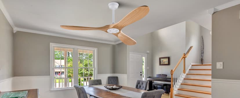 42'' Wood Ceiling Fan without Light, Modern 3 Blades Fans with Remote, Quiet Reversible DC Motor, Indoor Outdoor Energy Saving Ceiling Fan for Bedroom Living Room Patios