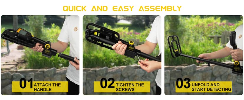 Metal Detector for Adults Professional, Rechargeable Lithium Battery Powered, Adjustable Retractable Foldable Metal Detector Waterproof High Accuracy Gold Detector, Backlit LCD Display