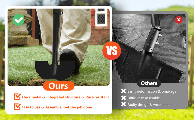 Manual Edger Lawn Tool, 41-inch Lawn Edger with Saw Tooth Blade, Half Moon Hand Edger with Metal Shaft, T-Grip Handle, Heavy Duty Garden Edger Tool for Sidewalk, Grass, Yard, Landscape