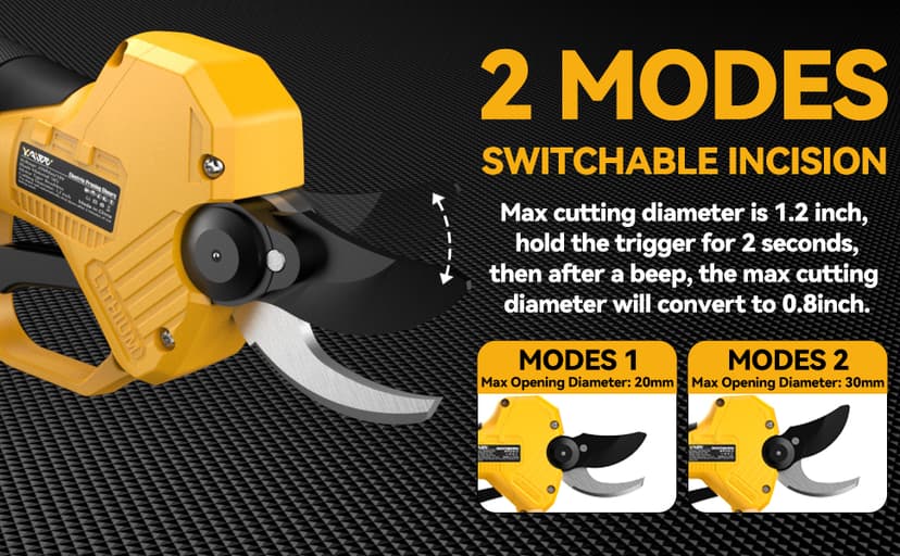 Brushless Electric Pruning Shears for DeWalt 20V Battery, Portable Cordless Pruning Shears with LCD Display&SK5 Blades, Adjustable Cutting Diameter 0.8-1.2 Inch for Gardening Tree Pruning(NO Battery)