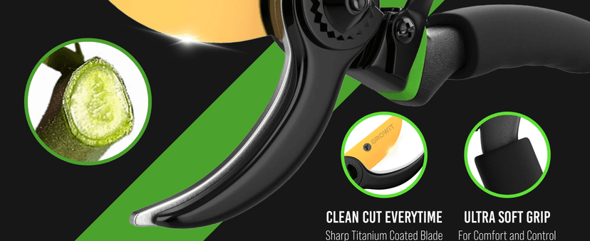 Ultra Sharp Japanese Steel Pruning Shears - Cuts 3X Easier, Weak Hand Arthritis Clippers, Rust-Resistant Titanium Coated Pruner, Effortlessly Cuts 3/4 Inch