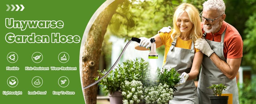 Garden Hose 50 ft, Stainless Steel Water Hose with 10 Function Nozzle Flexible, Heavy Duty, Lightweight, No-Kink, Pet Proof, Puncture Proof Hose Metal for Yard, Outdoor