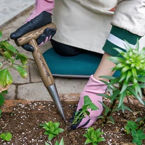 2024 New Upgrade Hand Dibber with 5 inches Measuring Scale, Easy to Grip L-Shaped Wood Handle Dibbler, Stamped Stainless Steel Tip Seed Dibber, 11.3'' Dibber for Sowing Seeds and Planting Seedlings