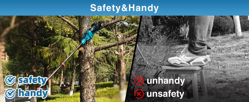2-in-1 Cordless Pole Saw, Brushless Mini Chainsaw Cordless with Pole, 2 Pack 20V 4.0Ah Battery Powered Pole Saws for Tree Trimming, 15ft Reach Electric Saw for Trees With Pole