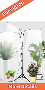 GooingTop LED Grow Light,6000K Full Spectrum Clip Plant Growing Lamp with White Red LEDs for Indoor Plants,5-Level Dimmable,Auto On Off Timing 4 8 12Hrs