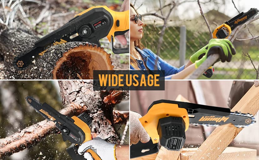 Mini Chainsaw 6-Inch with 2 Battery Mini Electric Chain Saws Cordless Handheld Portable Small Chainsaw for Wood Cutting