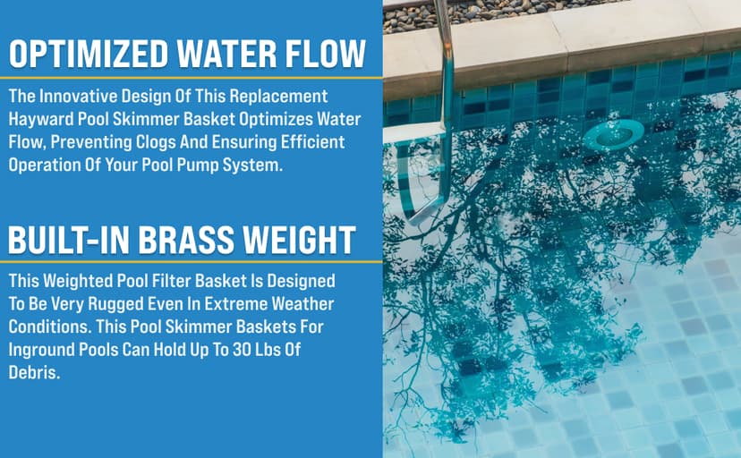 Swimables Pool Skimmer Basket for Inground Pool Compatible with Hayward Skimmer Basket and Pool Filter Basket SP1082CA | Built-in Brass Weight | 316 Stainless Steel Handle & Convenient Rubber Grip