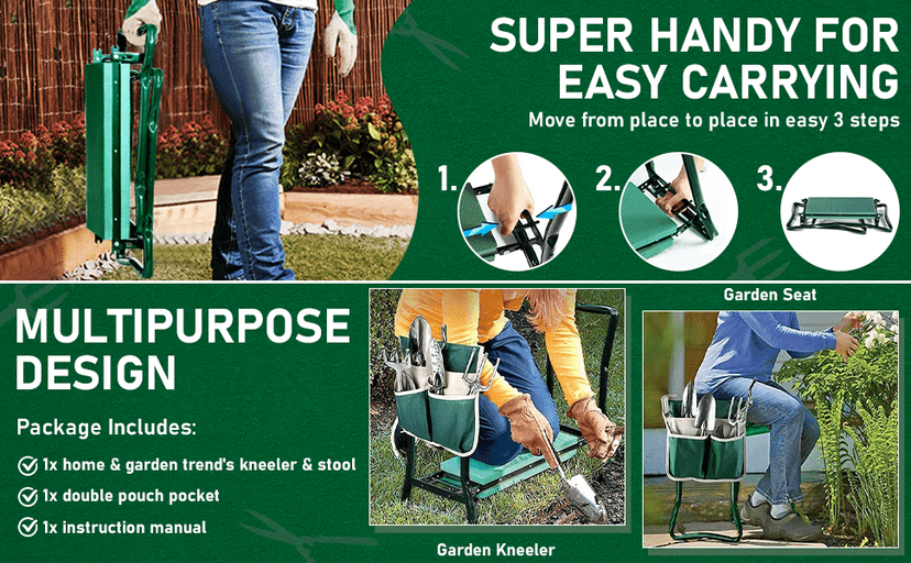 Garden Kneeler and Seat, Foldable Garden Stool Heavy Duty Gardening Bench for Kneeling and Sitting to Prevent Knee & Back Pain, Gardening Gifts for Women, Grandparents, Seniors, Mom & Dad