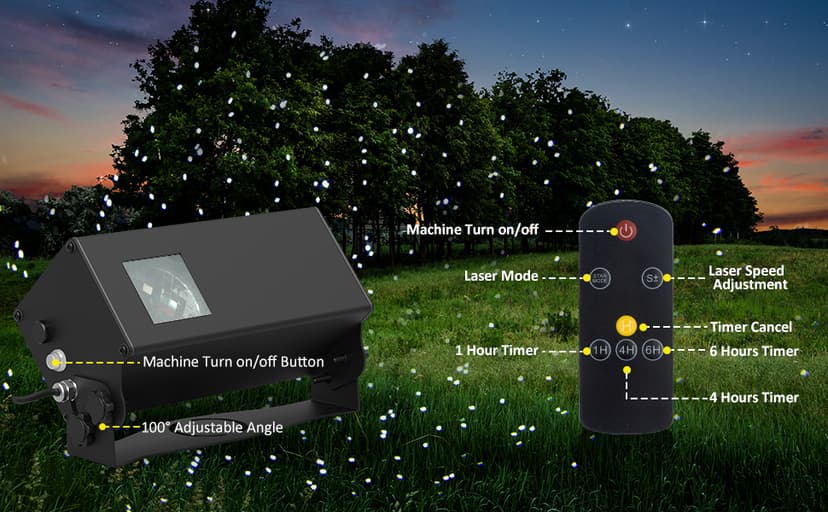 Outdoor Star Lights Projector, AIRIVO White Laser Fairy Lights Projector, Christmas Snowflake Projector 3 Lighting Modes Garden Light with Remote Control for Home, Patio,Landscape