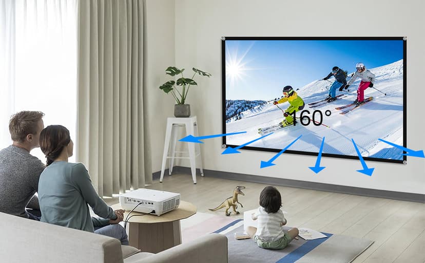 60 Inch Projector Screen, OKEDUO 4K 16:9 HD Portable Projection Movie Screen, Anti-Crease Indoor Outdoor, Simple Install, Easy Carrying Projection Screen for Home Theater Backyard