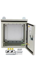 VEVOR Fiberglass Enclosure 19.7 x 15.7 x7.9 Electrical Enclosure Box NEMA 3X Electronic Equipment Enclosure Box IP65 Weatherproof Wall-Mounted Electrical Enclosure with Hinges & Quarter-Turn Latches