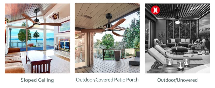 Ceiling Fans with Lights and Remote, 52 Inch Outdoor Ceiling Fan for Patios with Light 3 Downrods, 3 Blades Modern Ceiling Fan Noiseless Reversible DC Motor, Wood Fan for Farmhouse