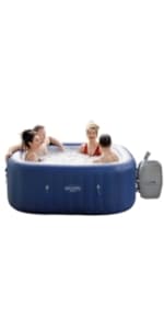 Bestway SaluSpa Hawaii AirJet 2 to 6 Person Square Inflatable Hot Tub Portable Outdoor Spa with 140 Soothing AirJetsr, Blue
