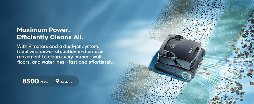 Aiper Scuba X1 Pro Max All-in-One Pool Cleaning Robot with Caddy, Pool Mapping, Adaptive Path, 8500 GPH Power, Double Filtration, Smart Surface Parking, Pool Vacuum for All Inground Pools