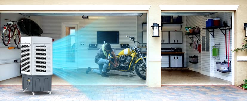 Evaporative Cooler, VAGKRI 2100CFM Air Cooler, 120°Oscillation Swamp Cooler with Remote Control, 24H Timer, 3 Wind Speeds for Outdoor Indoor Use,8 Gallon