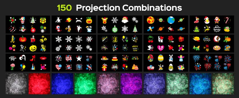 JACKYLED Christmas Projector Light, Outdoor 2-in-1 HD Holiday Projector Light Outdoor with Remote Control, Timers, IP65 Waterproof (15 Slides, 10 Colors)
